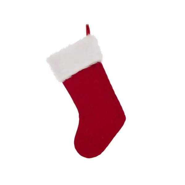 Glitzhome 20 in. L Knitted Stocking with Faux Fur Cuff