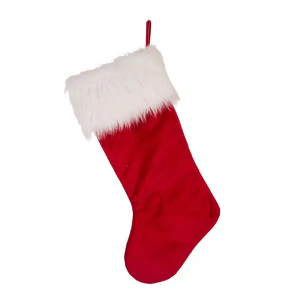 Glitzhome 22 in. L Velvet Christmas Stocking with Plush Cuff- Good Dog