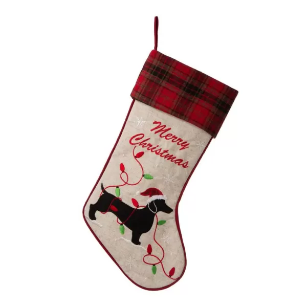 Glitzhome 21 in. Fabric Christmas Stocking - Dachshund