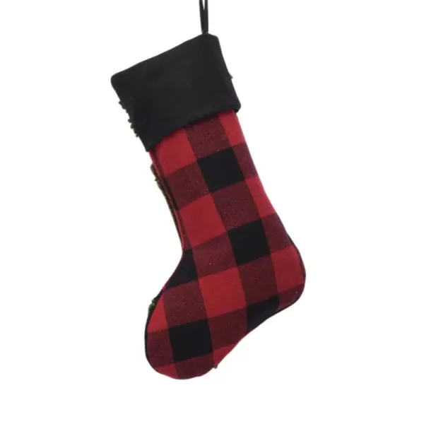 Glitzhome Plaid Stocking with Rug Hooked (Bear) 2-Pack