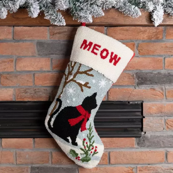 Glitzhome 20 in. L Hooked Stocking, Cat