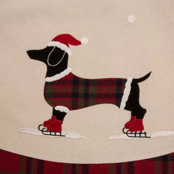 Glitzhome 48 in. D Fabric Christmas Tree Skirt - Dachshund