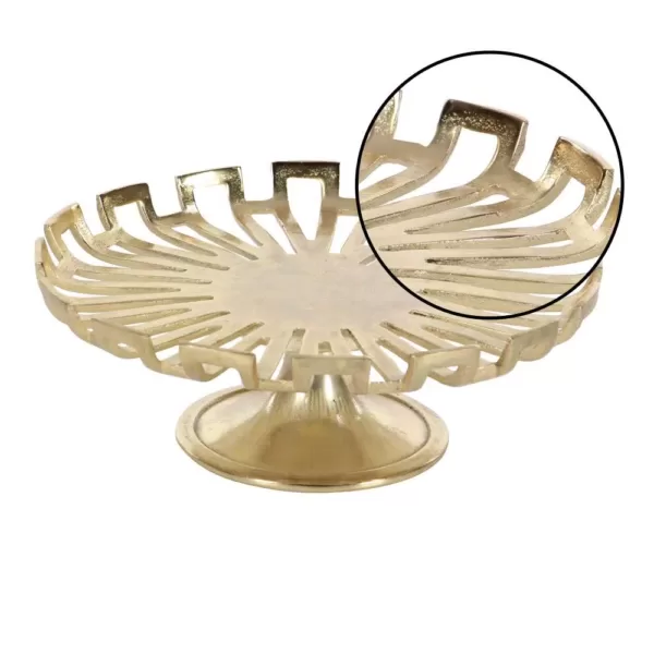 LITTON LANE 15 in. x 5 in. Gold-Finished Aluminum Cake Plate