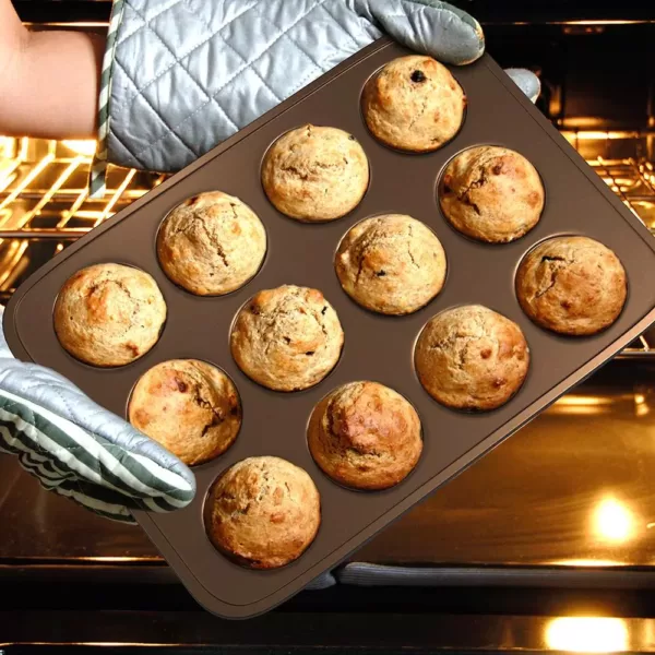 NutriChef 2-Piece Steel Deluxe Non-Stick Cupcake Cookie Baking Sheet Set