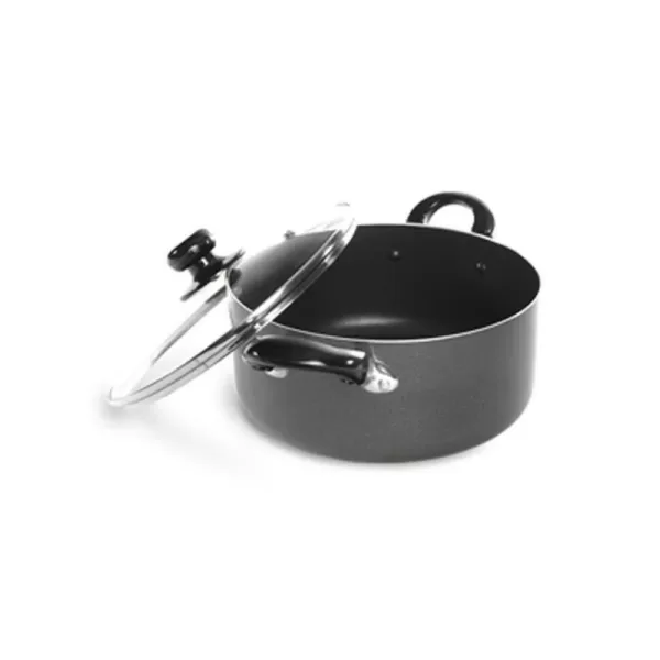 Better Chef 13 qt. Round Aluminum Nonstick Dutch Oven in Gray with Glass Lid