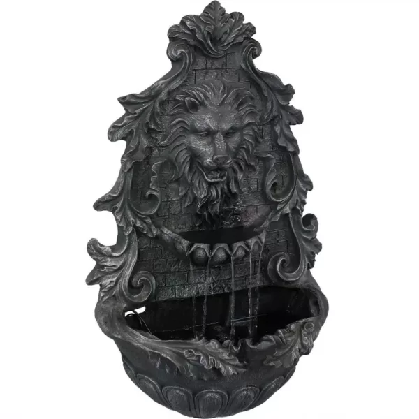 Sunnydaze Decor 30 in. Stoic Courage Lion Head Solar Wall Fountain - Battery Backup