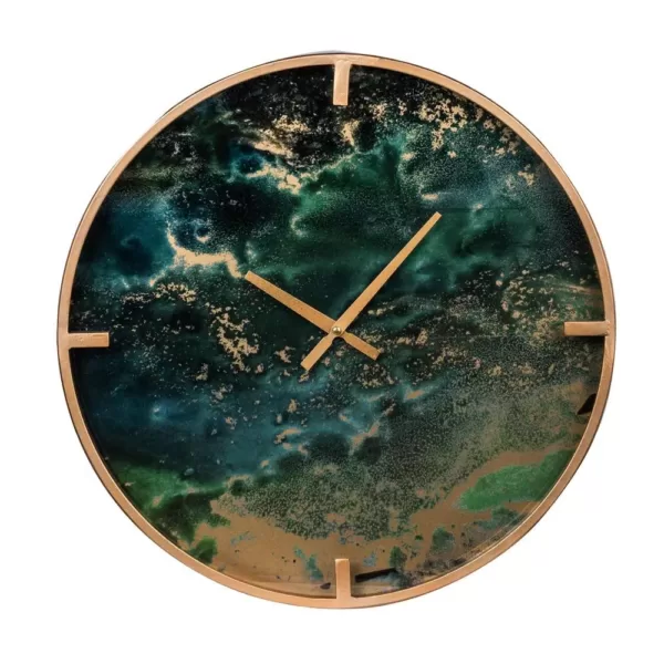 A & B Home Green Organic Elements Modern Chic Wall Clock