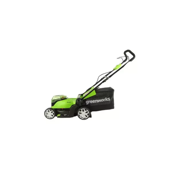 Greenworks 17 in. 48-Volt (2 x 24V) Battery Cordless Walk Behind Push Lawn Mower w/ 4.0 Ah Batteries & Dual Port Charger MO48B2210