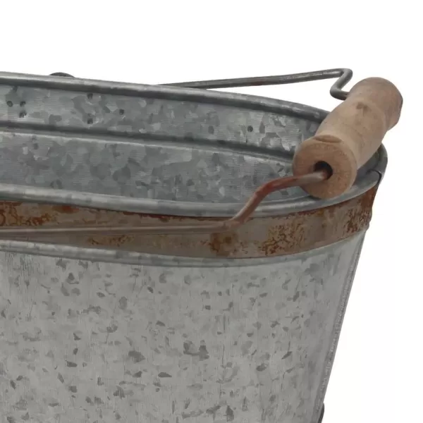 Stonebriar Collection 12 in. x 5.5 in. Galvanized Bucket with Rust Trim and Handle