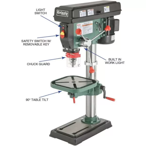 Grizzly Industrial 12 Speed Heavy-Duty Bench-Top Drill Press