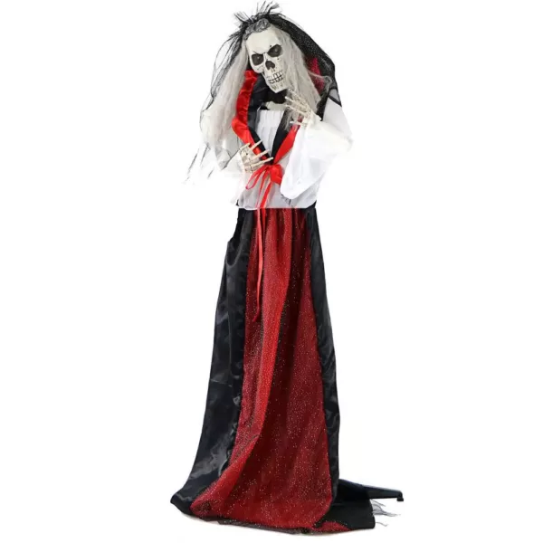 Haunted Hill Farm 5.5 ft. Animatronic Moaning Skeleton Bride Halloween Prop