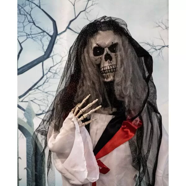 Haunted Hill Farm 5.5 ft. Animatronic Moaning Skeleton Bride Halloween Prop