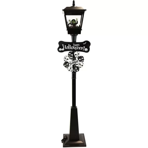 Haunted Hill Farm 71 in. Black Wicked Witch Lamp Post with Animation and Spooky Music