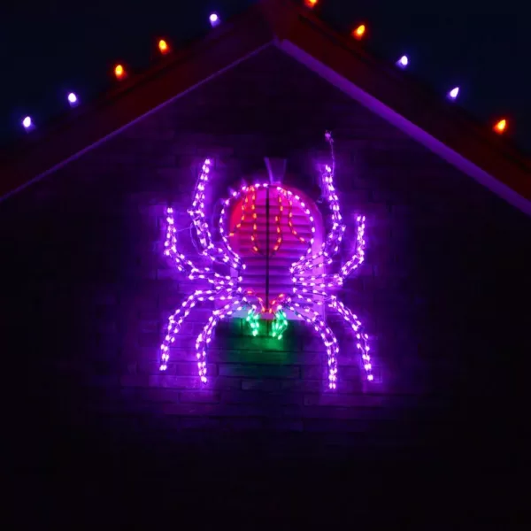 Haunted Hill Farm 48 in. x 40 in. Creepy Crawling Spider Indoor/Outdoor LED Halloween Window Light