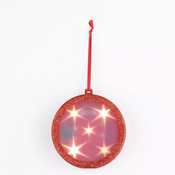 Haute Decor 4 in. Red Lighted Holographic Ornament (1-Pack)