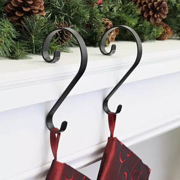 Haute Decor Matte Black Stocking Scroll Stocking Holder (2-Pack)