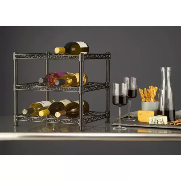 HDX 12-Bottle Black Floor Wine Rack