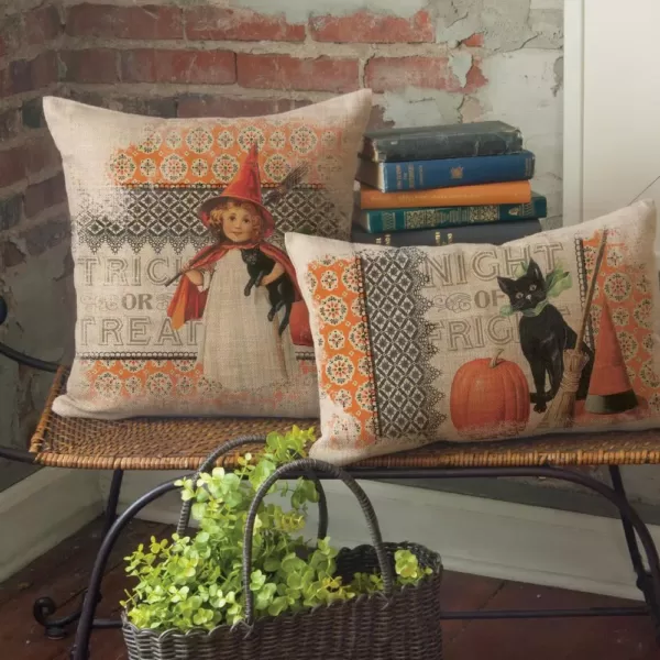 Heritage Lace Victorian Halloween Natural Graphic Polyester 12 in. x 20 in. Throw Pillow