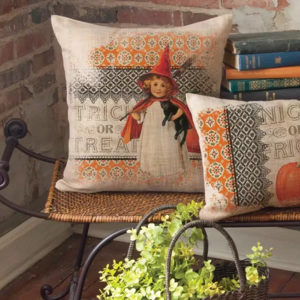 Heritage Lace Victorian Halloween Natural Graphic Polyester 18 in. x 18 in. Throw Pillow