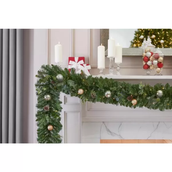 Home Accents Holiday 9 ft. St. Germain Battery Operated Mixed Pine LED Pre-Lit  Christmas Garland with Timer