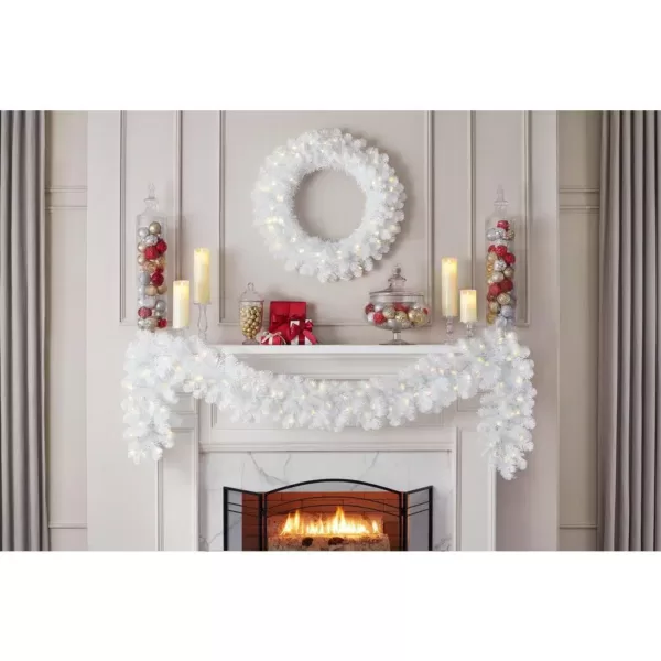 Home Accents Holiday 9 ft. Uptown Pre-Lit LED Artificial Christmas Garland with 180 Tips and 100 Warm White Micro Dot Lights