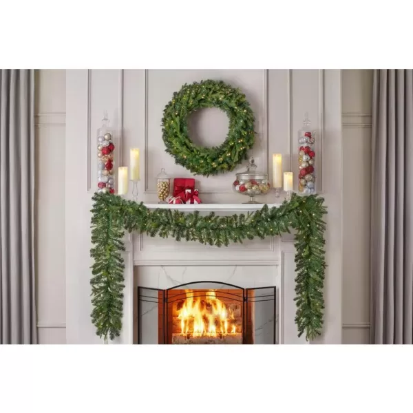 Home Accents Holiday 12 ft. Elegant Battery Operated Noble Fir LED Pre-Lit Christmas Garland with Timer and 70-Micro Dot Light