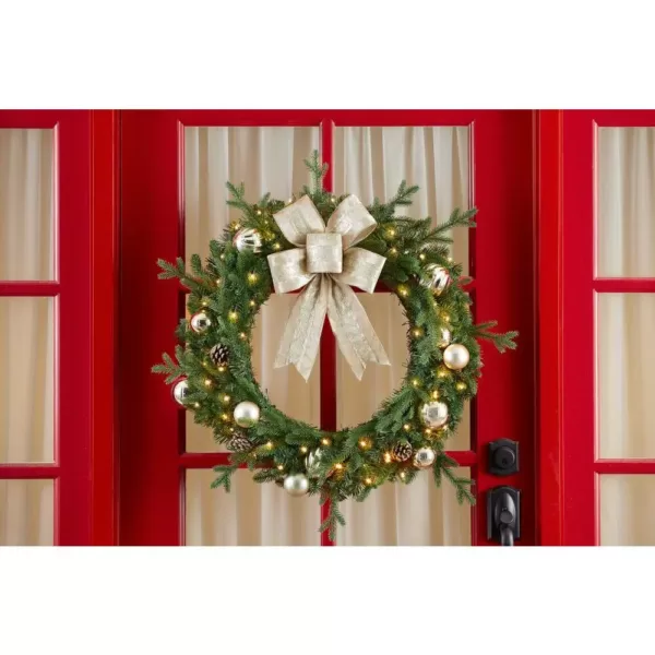 Home Accents Holiday 30 in. St. Germain Battery Operated Pre-Lit LED Artificial Christmas Wreath