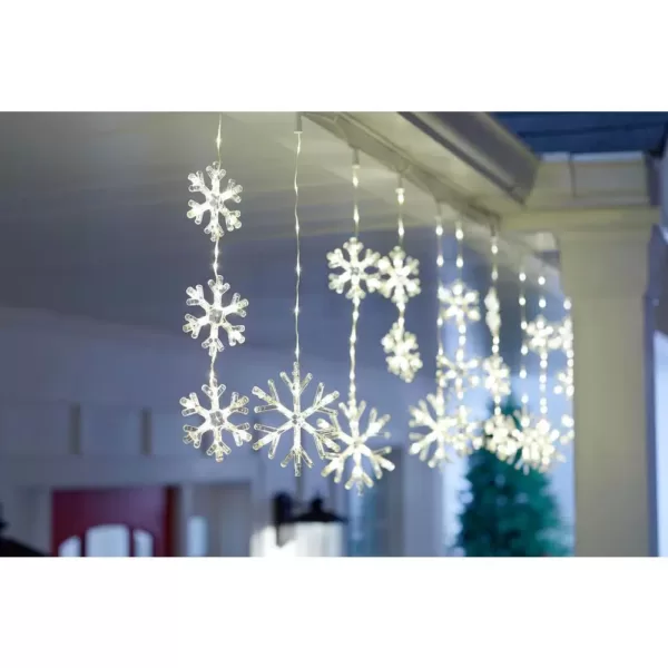 Home Accents Holiday 64 in. 150-Light Warm White Micro Dot LED Snowflake Icicle Light