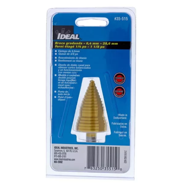 Ideal Step Drill Bit, 1/4 in. - 1 1/8 in.