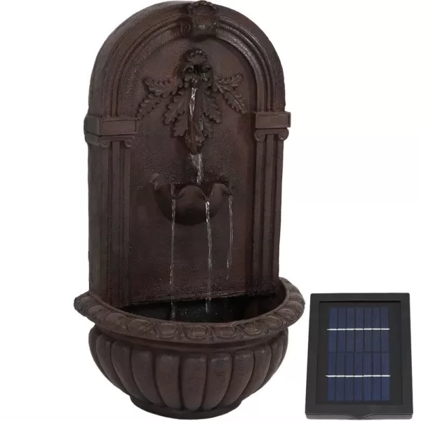 Sunnydaze Decor Florence Iron Lead Finish Solar Outdoor Wall Fountain