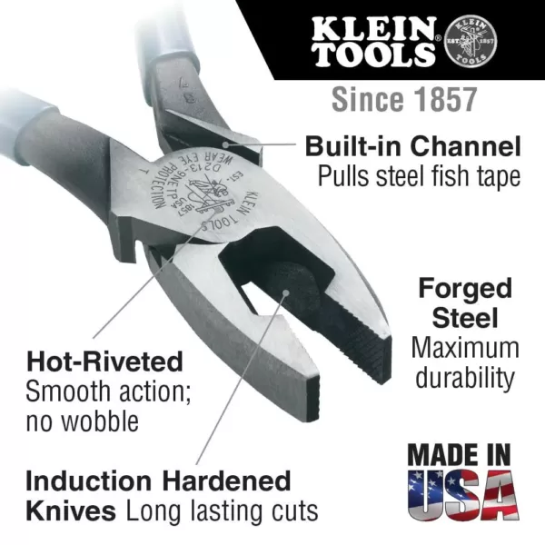 Klein Tools 9 in. 2000 Series High Leverage Side Cutting Pliers for Fish Tape Pulling