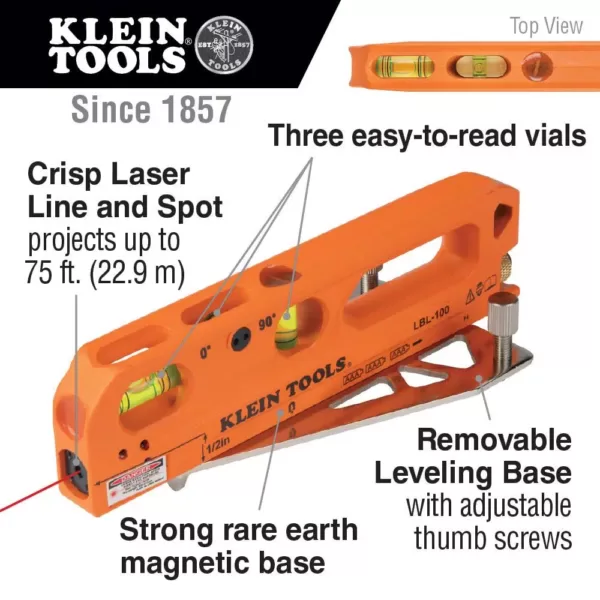 Klein Tools Magnetic Torpedo Level with Laser Level