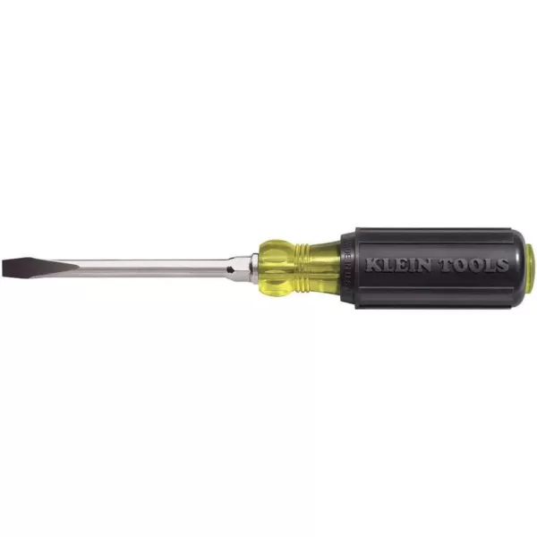 Klein Tools 1/4 in. Keystone-Tip Flat Head Screwdriver with 4 in. Round Shank-Cushion Grip Handle