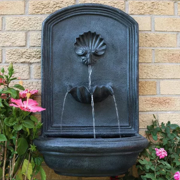 Sunnydaze Decor Seaside Resin Lead Solar Outdoor Wall Fountain