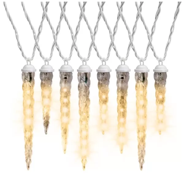 LightShow 8-Light Classic White Shooting Star Varied Size Icicle Light Set