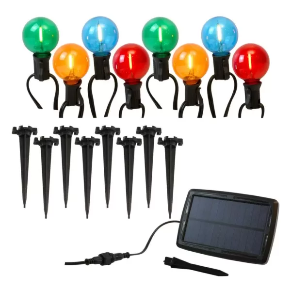 LUMABASE 2.5 in. Round Solar Pathway Color Changing String Lights (8-Light)