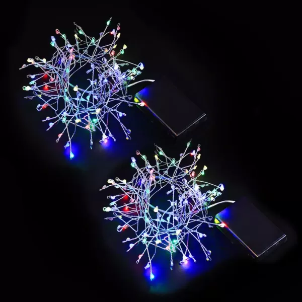 LUMABASE 100-Light LED Battery Operated Multi-color Flashing Firecracker Fairy String Lights