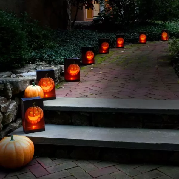 LUMABASE 11 in. LED Battery Operated Luminaria Kit - Jack-O'-Lantern (Set of 12)