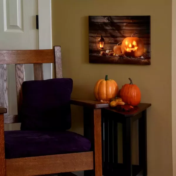 LUMABASE 12 in. x 15.75 in. x 0.75 in. Jack O' Lantern Battery Operated Lighted Wall Art