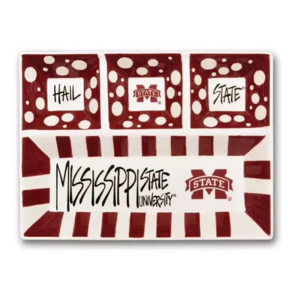 Magnolia Lane Mississippi State Ceramic 4 Section Tailgating Serving Platter