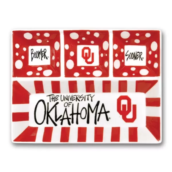 Magnolia Lane Oklahoma Ceramic 4 Section Tailgating Serving Platter