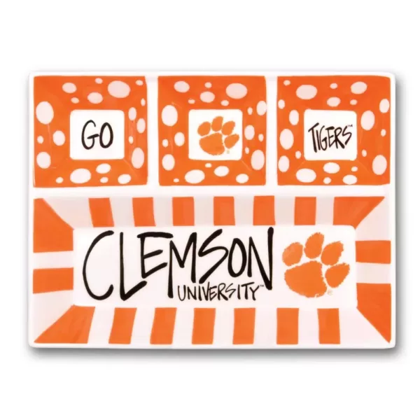 Magnolia Lane Clemson Ceramic 4 Section Tailgating Serving Platter