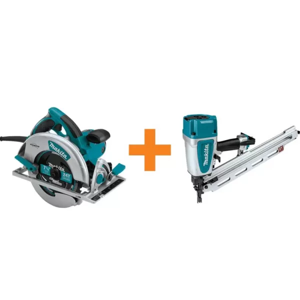 Makita 15 Amp 7-1/4 in. Lightweight Magnesium Circ Saw with bonus 3-1/2 in. 21-Degree Pneumatic Full Round Head Framing Nailer