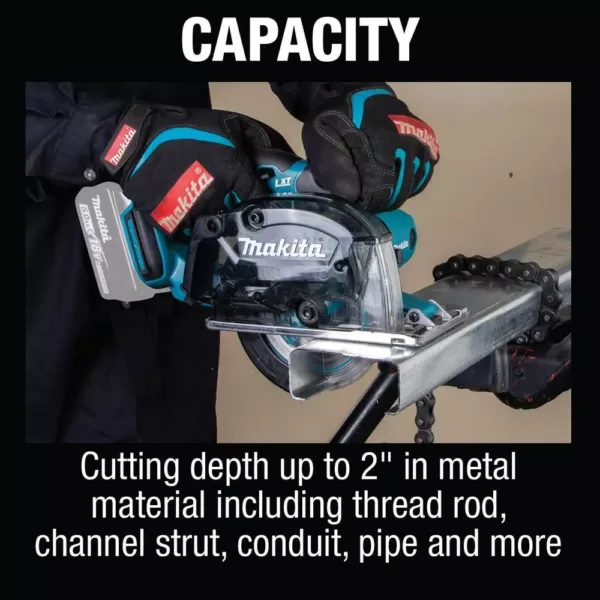 Makita 18-Volt LXT Lithium-Ion Cordless 5-3/8 in. Metal Cutting Saw with Electric Brake and Chip Collector Tool-Only