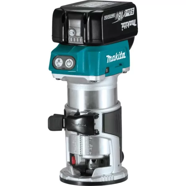 Makita 18-Volt LXT Lithium-Ion Brushless Cordless Compact Router Fixed Base Starter Kit (5.0 Ah)