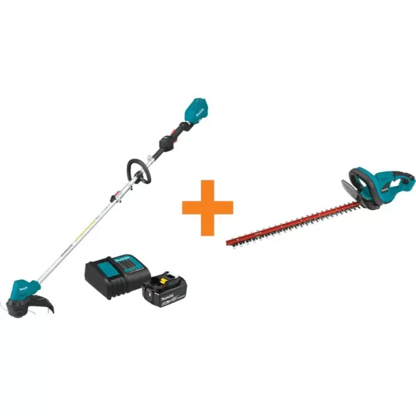 Makita 18-Volt LXT Lithium-Ion Brushless String Trimmer Kit with Bonus 22 in. 18-Volt LXT Lithium-Ion Cordless Hedge Trimmer