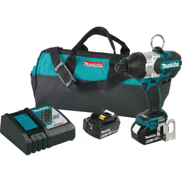 Makita 18-Volt LXT Lithium-Ion Brushless Cordless High Torque 7/16 in. Hex Chuck Impact Wrench Kit w/ (2) Batteries 5.0Ah, Bag