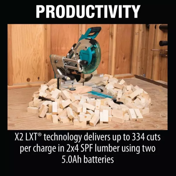 Makita 18V X2 LXT Lithium-Ion(36V) Brushless Cordless 10 in. Dual-Bevel Sliding Compound MiterSaw Laser w/BONUS 5.0Ah Batteries