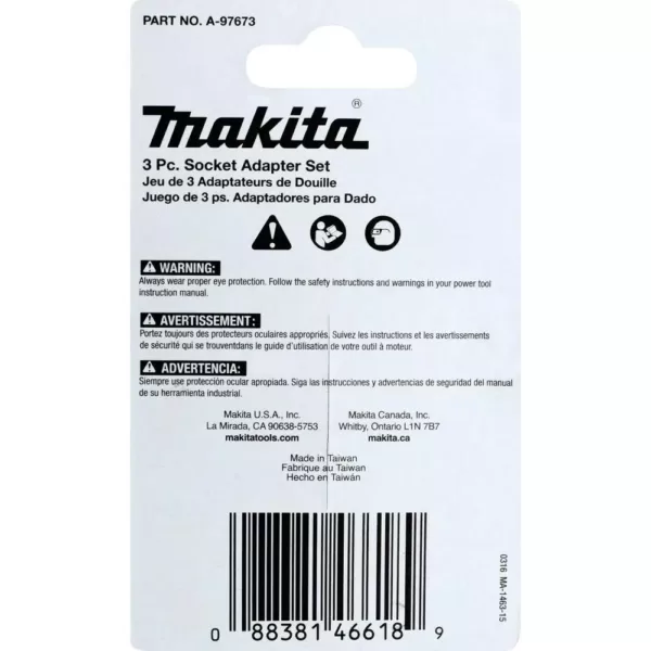 Makita ImpactX 2 in. Modified S2 Steel Socket Adapter Set (3-Pack)