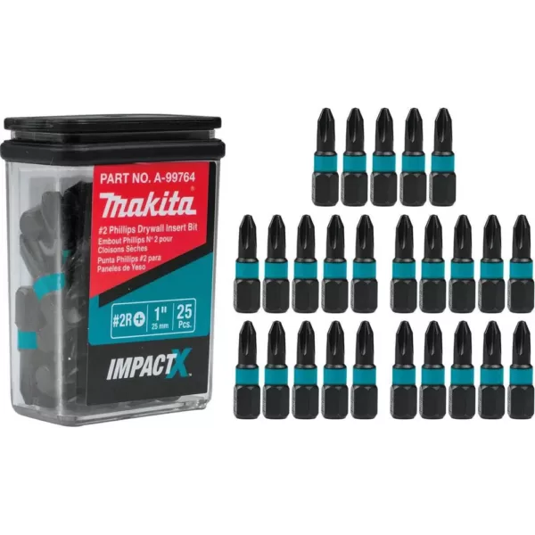 Makita ImpactX #2 Phillips Drywall 1 in. Modified S2 Steel Insert Bit (25-Pack)